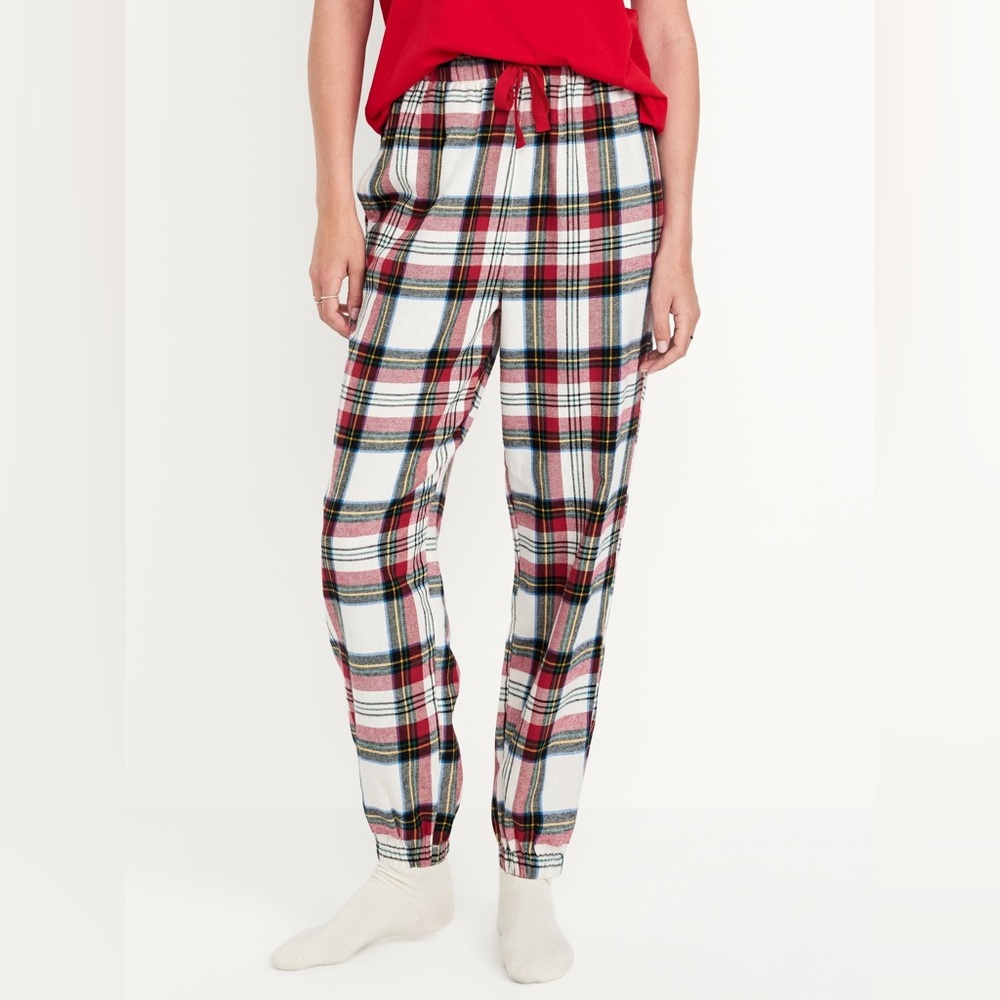 Old Navy Plaid Christmas High-Waisted Flannel Pajama Joggers for Women, NWT, L
